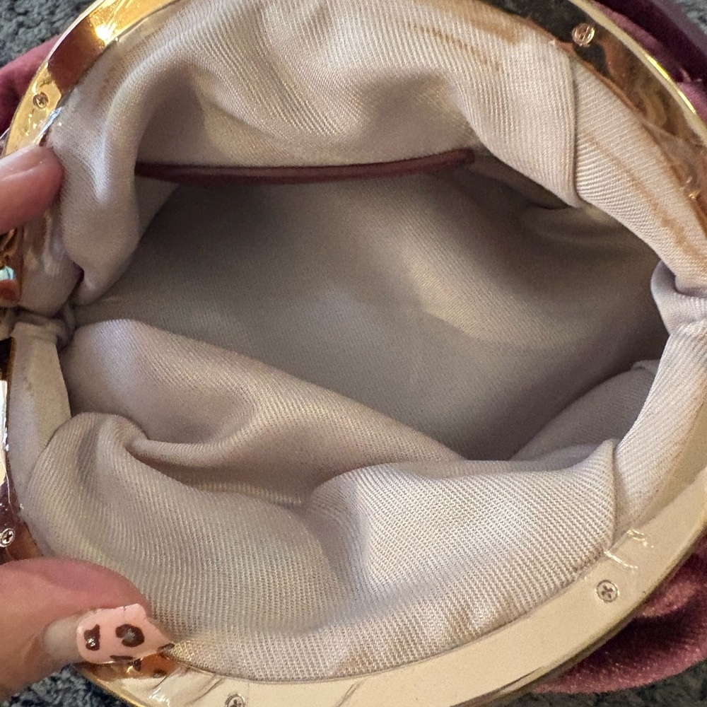 LC Lauren Conrad Wine Satin Clutch - Picture 3 of 6